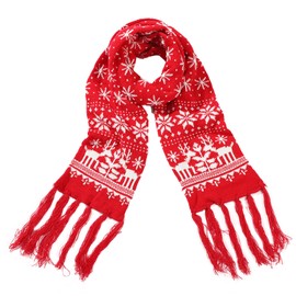 JNAWA 1Christmas Scarf Christmas Theme Winter Winter Knitted Scarf Scarf Knitted Warm Couple Scarf Reindeer Christmas Gifts for Women (Red)