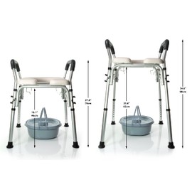 PATSONᵀᴹ Stand Alone Raised Toilet Seat with Padded Handles and Adjustable Legs - Raised Commode for Elderly - 400lb - Fits Directly Over Your Existing Toilet. No Tools Required.