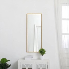 Elegant Decor Eternity 36" x 14" Contemporary Metal Frame Mirror in Brass