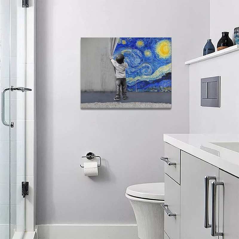 xiilo Banksy Wall Art Boys Starry Night Street Graffiti Pictures