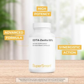 Supersmart - EDTA Zeolite 98% (Advanced Formula) - with Milk Thistle & Parsley - High Potency Supplement | Non-GMO & Gluten Free - 90 Veg. Capsules