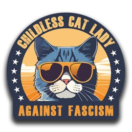 Childless Cat Lady Sticker Decal (3 Pack!!!) – Vote Feminist Kitten Stickers for Water Bottles, Skateboards, Notebooks, Laptops, Mugs, Tumblers, Phones, and Cars - 5 Inches (Against Fascism)