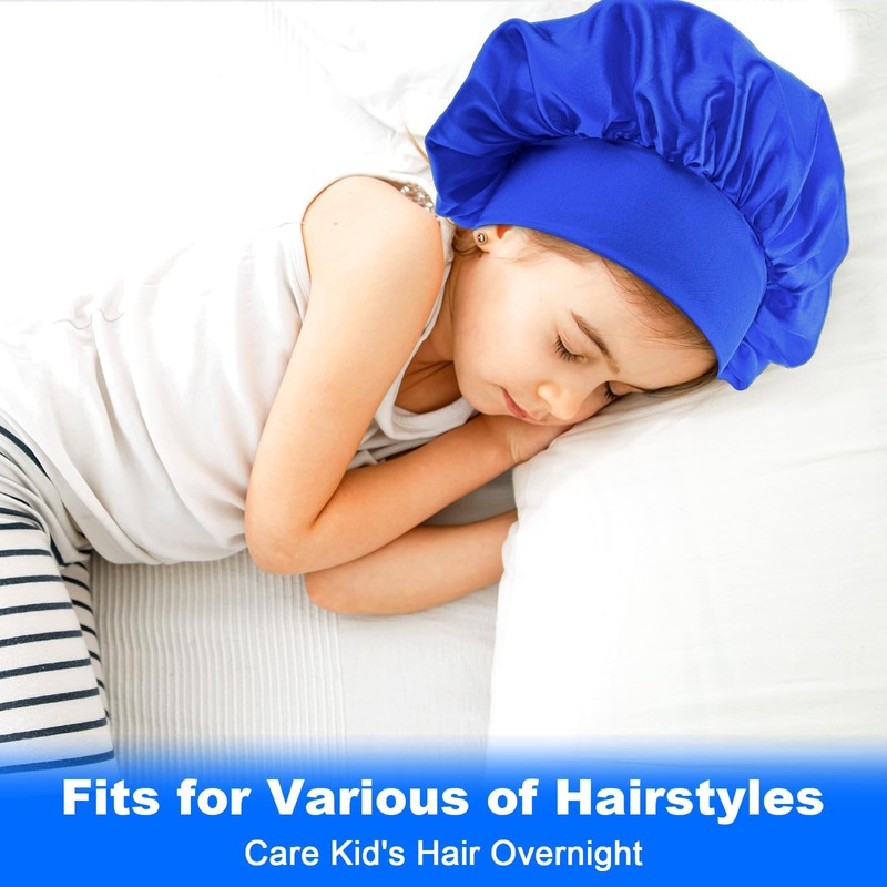 3 Pcs Satin Kid Bonnets Curly Hair Wrap Girl Silk