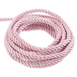 sourcing map Twisted Cord Trim, 11 Yard 3mm 3-Ply Twine Braided Rope Shiny Thread String for Craft Gift Bag Curtain Christmas Decor, Pink - 10m