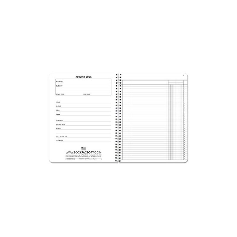 BookFactory 2 Column Ledger Book/Account Book/Accounting Ledger/Notebook Two Columns Columnar