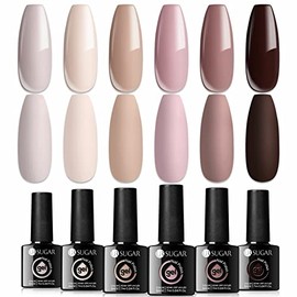 UR SUGAR UV Nagellack Nudefarben Braun Gel Set, 6 Farben Schellack Nagellack Nude Rosa, Gel f√ºr Geln√§gel DIY Nail Art Kit f√ºr Valentinstag Hochzeit Dating Weihnachtswochenende