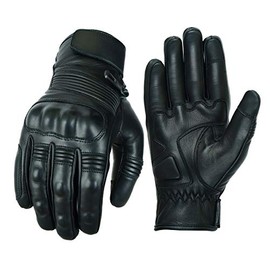 A&H Apparel Multi-Purpose Motorcycle Gloves - Genuine Cowhide Driving Mens Gloves - Protective Gloves for Racing and Biking (Black, XX-Large)