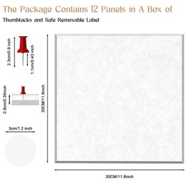 12 Pack Large Cork Board, 35"x47" White Felt Board, Reusable Felt Wall Tile with 1 Box Pins, Felt Pin Board Tiles, Wall Board, Office Wall Decor, Cork Board for Office