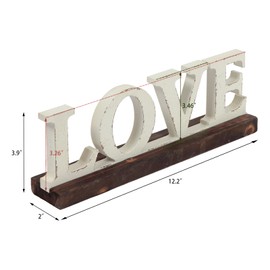 Rustic Love Signs Decor 12", Farmhouse Wooden Love Signs for Home Decor, Distressed White Wedding Signs for Tabletop, Decorative Bedroom Signs for Shelf Bathroom Valentine Thanksgiving Christmas