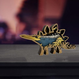 3D Wood Carving Lamp Home Creative Decorative, Funny Family Presents Ideas Christmas Living Room Office Decor Warm LED Night Lights Christmas Birthday Gift for Friend Son Dad Boys (Stegosaurus)