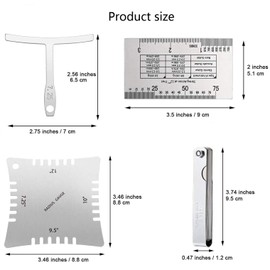 Liyquint 15Pieces Guitar Luthier Tools Set with String Action Ruler, 32 Blades Feeler Gauge, Notched & Radius Gauges for Guitar Bass Setup, Repair & Maintenance – Professional Luthier Accessories (A)