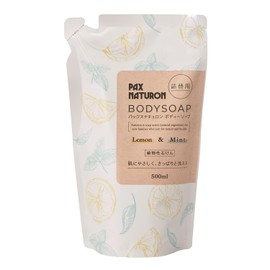 Pax Naturon Foam Body Soap, Lemon & Mint, Refill, 16.9 fl oz (500 ml), Sensitive Skin, No Additives, 100% Natural Soap, Sun Oil