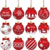 12-Piece Christmas Tree Candy Ball,Christmas Ball Wooden Pendant Set Christmas