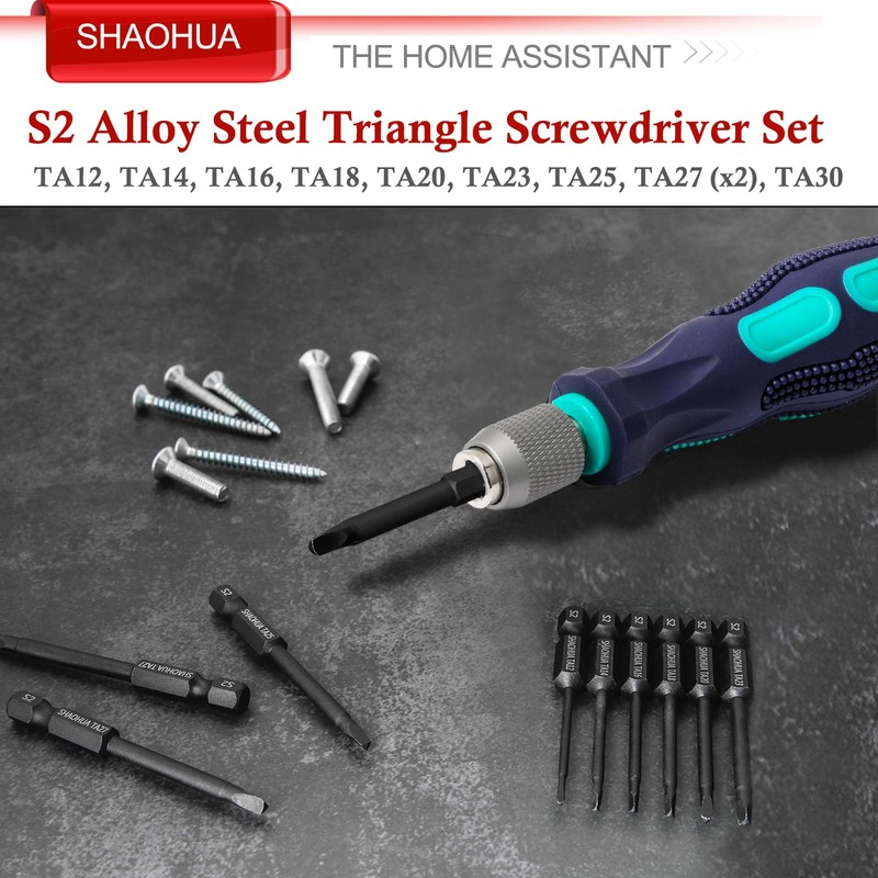 10PCS Triangle Screwdriver Set, S2 Steel Quick Change Bit Driver,