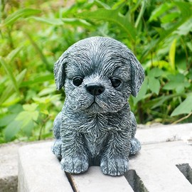 Aiqima Roseee9 Dachshund Statue Garden Decor French Bulldog Statue Resin Crafts Dog Sculpture Patio Lawn Courtyard Home Decoration (A)