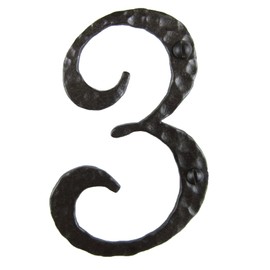 Spanish Rustic Hammered Wrought Iron Address Number 4 inch 3 (Bronze)
