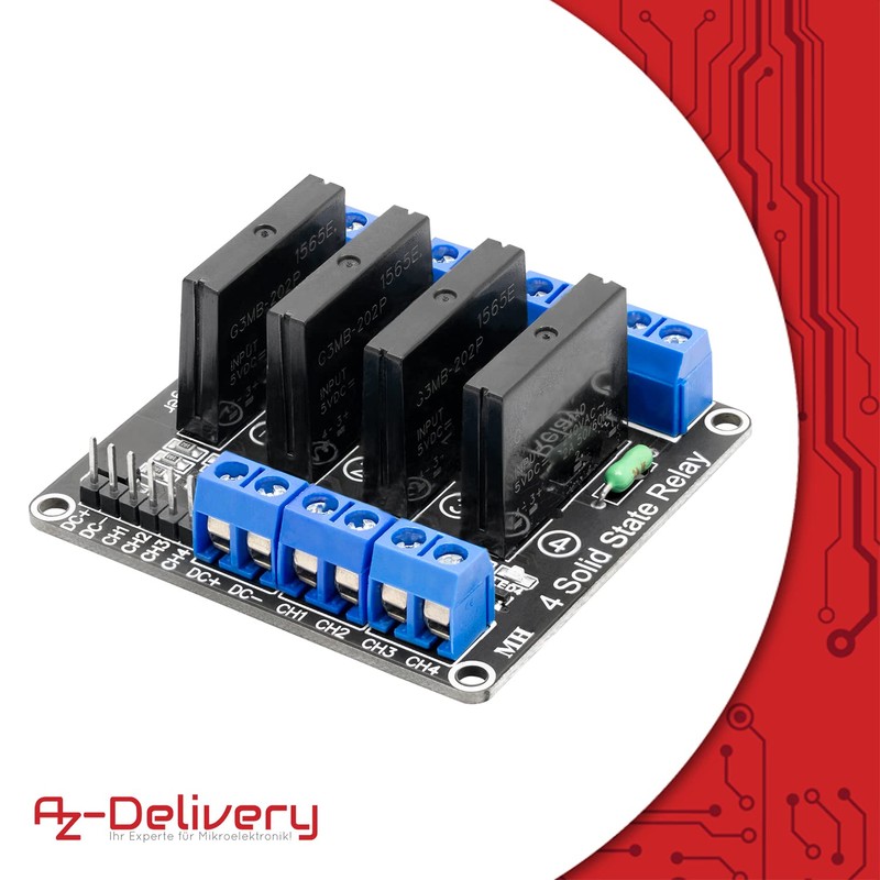 AZDelivery 4 Channel Relay Module 5V DC Solid State Relay
