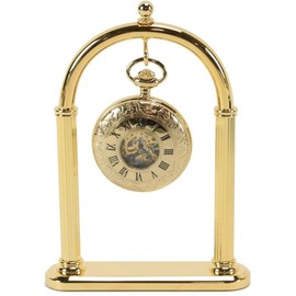 TAURISH Pocket Watch Display Stand - Full Arch Chrome, Brass Metal Holder for Pocket Watches, Antique Clocks, & Collectibles