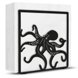 Wigag Octopus Napkin Holder for Table Countertops, Matte Black Decorative Standing Napkin Dispenser for Kitchen Dining Outdoor, Farmhouse Metal Paper Cocktail Napkin Storage Holder