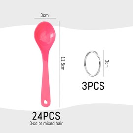 24 Pieces of Plastic Spoons and 3 Pieces of Storage Opening Rings, Long Handle Spoons, Dessert Spoons, Fruit Spoons, Ice Cream Spoons, Kitchen Utensils