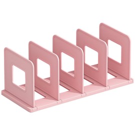 SAYEEC Desk File Organizer Desktop File Paper Mail Sorter 4 Section Standing Book Holder Adjustable Closet Purse Handbag Organizer Clutch Dividers Plastic Folder Binder Organizer Magazine Rack (Pink)