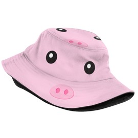 Pink Cute Pig Bucket Hat Fishing Hats Summer Travel Beach Sun Uv Protection Packable Fisherman Cap for Men Women Teens