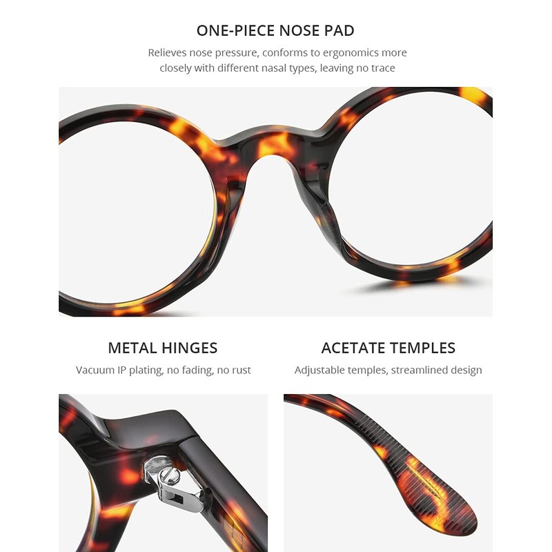 HEPIDEM Acetate Men Vintage Round Optical Glasses Frame Zolman Big