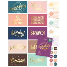 50 Gold-Foil Congratulations Cards Bulk, 6x4in Congratulations Card Pack, Engagement Card, Graduation Cards, Work Anniversary Cards, Congrats Card, Congratulation Cards, Greeting Cards Congratulations