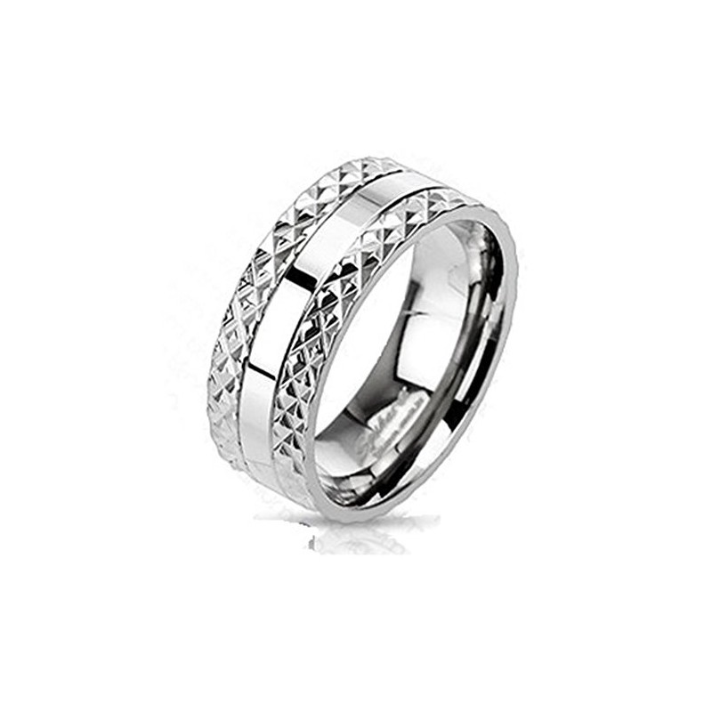 Paula & Fritz® Mens Silver Pyramid Design Titanium ium Grade