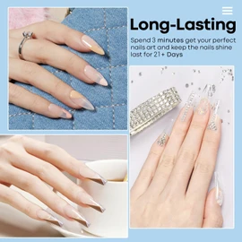 Modelones Dip Powder Clear Color, Nail Dipping Powder French Nail Art Build Powder Pro Collection System for Starter Manicure Salon DIY at Home, 28+ Long-Lasting, No Needed Nail Lamp Cured, 1 Oz