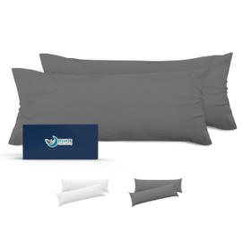 Dreamzie Pillowcase, 40 x 135 cm, Anthracite, Set of 2 Microfibre, Oeko-Tex Certified, Soft