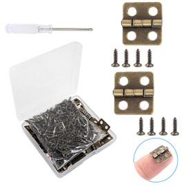 Biaungdo 60 Pcs Metal Mini Hinges, 180 Degree Rotation Miniature Furniture Hardware Cabinet Mini Hinges for Jewelry Box Closet DIY Accessories with Mounting Nails(13x12mm, Bronze)