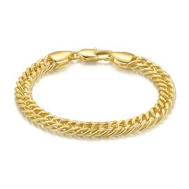 LOKFAM 14K Gold Bracelets for Womens Mens Bracelets for Men Cuban Link 14K Gold Chain Bracelet for Women Trendy 6.5-9in (Inches, 8)
