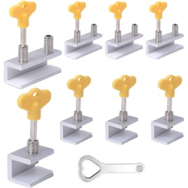 Window Locks，Sliding Window Locks with Protective Pads, Security Window Locks with Keys, Adjustable Aluminum ertical & Horizonta Window Stops, Easy Installation Without Drilling - Set of 8 (Black)