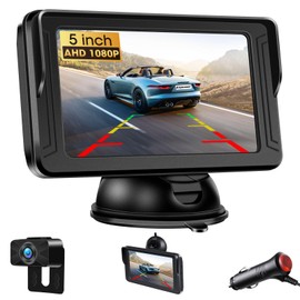 AHD 1080P: Reversing Camera Car 5 Inch Reversing Camera with Monitor, No Drilling, IP69 Waterproof Car Reversing Camera for Night Vision, SUV/Pickups/Motorhome, DC 12 V, Plug and Play, Easy