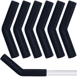 HINZIC 6Pcs Silicone Straw Tips 0.39 inch Inner Diameter for Metal Straws Food Grade Reusable Rubber Straw Covers Elbow Replacement Tip for Stainless Steel Straws - Black