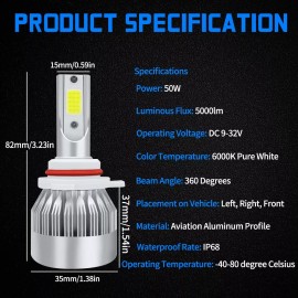 AUIMSOCO For 2016-2018 Toyota RAV4 6000K Front LED Headlight Fog Light Bulbs Combo KIts