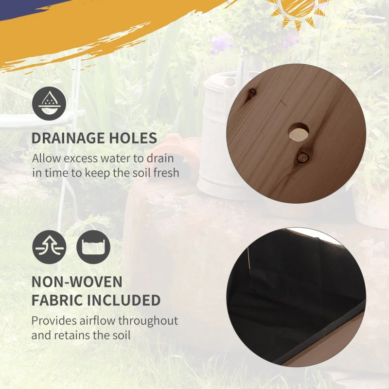 Brown 49x21x34 Raised Garden Bed with Grow Grids & Storage