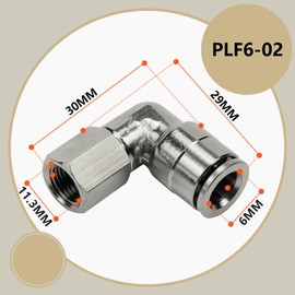 Bwintech 5 x 6 mm hose AD x 1/4 inch BSP female thread elbow nickel-plated brass push-to-connect pneumatic push-lock screw connection