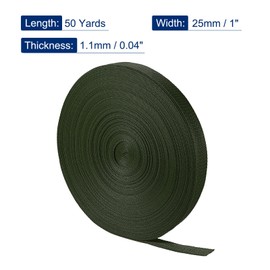 MECCANIXITY Lightweight Polypropylene Webbing Strap 1" 50 Yards Army Green Strapping Band for Outdoor