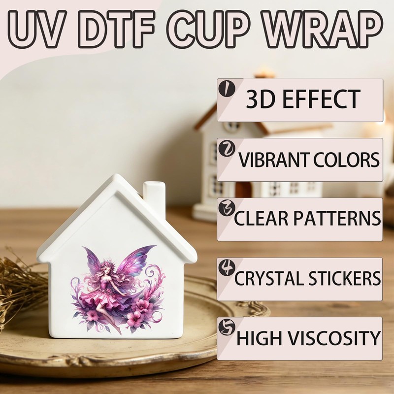 105PCS Watercolor Cute Fairy UV DTF Stickers for Keychains