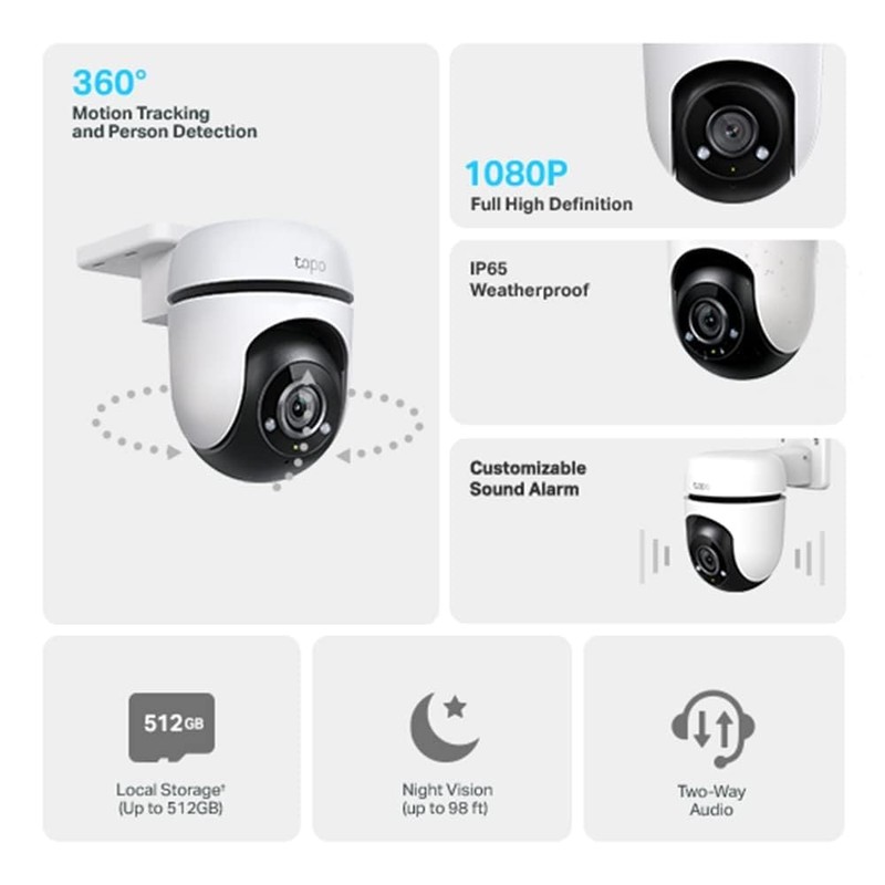 Tapo Tapo TC40 Pan/Tilt Outdoor Security Camera, 1080p Full HD,