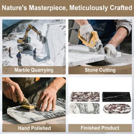 Natural Marble Bathroom Vanity Tray - Moujings Genuine Perfume Tray for Home Decor, Jewelry Marble Tray for Bathroom Countertop Organizer Tissues, Candles, Coffee, Key