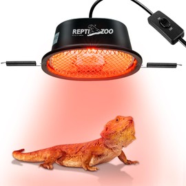 REPTI ZOO G9 Reptile Infrared Heat Lamp Combo Kit- 50W UVA Basking Red Bulb & Low Profile Tank Hood for Bearded Dragons Turtles Lizards Geckos | Terrarium Heating Lamp Spot Light with Safety Mesh