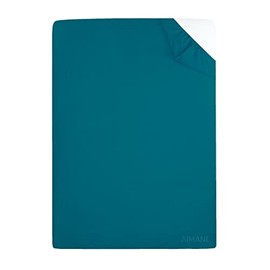 AIMANE® Single Fitted Sheet 90 x 190 CM Non Iron Percale Easy Care Poly Cotton Fitted Bed Sheet Perfect for Single Size Mattress (Teal)