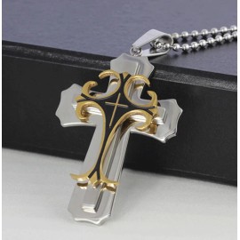 Unbranded Cross Pendant Necklace Stainless Steel Crucifix Cuban Gold Black Men Unisex New