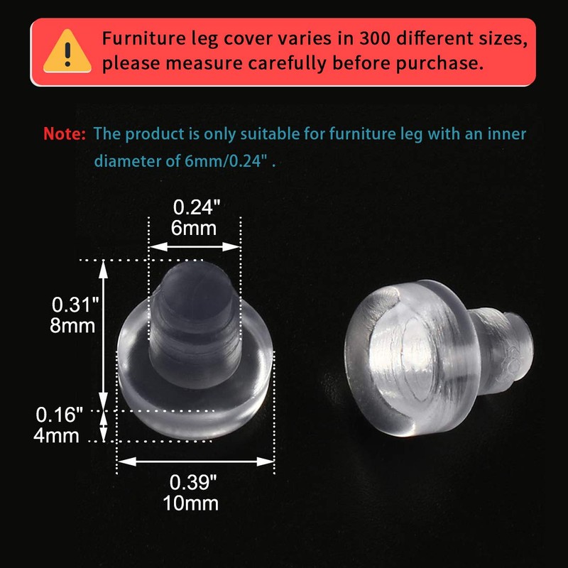 sourcingmap 32pcs 6mm Clear Flat Soft Stem Bumper Glide Patio