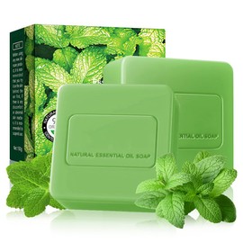 AMY'S DIARY Peppermint Soap bar Handmade Vegan Natural Bar Soap For Face And Body, With Premium Essential Oils, Green Soap Rich Moisture & Gentle Cleansing For Men And Women 2 Pack (Peppermint)