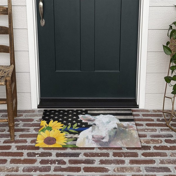 US Flag American Farm Cow Sunflower Door Mats Traps Dirt