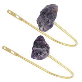 rockcloud Set of 2 Raw Crystal Stone Curtain Holdbacks U-Shaped Wall Curtain Hooks for Drapes Home Office Decoration, Amethyst